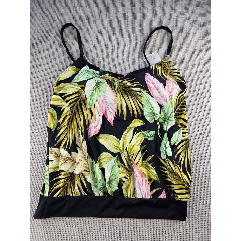 Lands' End Floral Tankini Top Women's Size 6 UPF 50 Built-In Bra Swim (496)